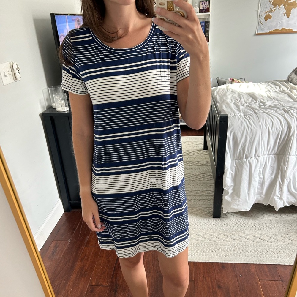 Hollister Blue and White Striped Shirt Dress NWT